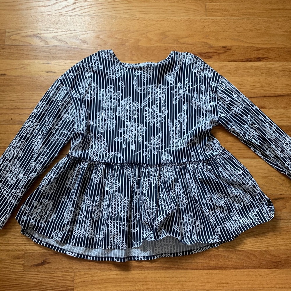 Navy and White Flouncy Top